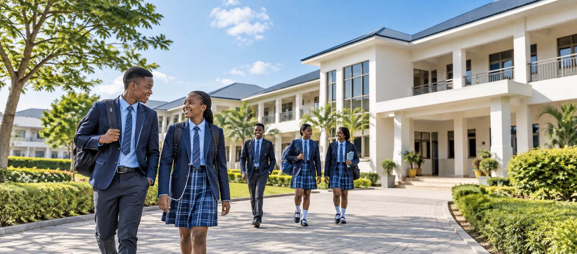 Learners in a school compound